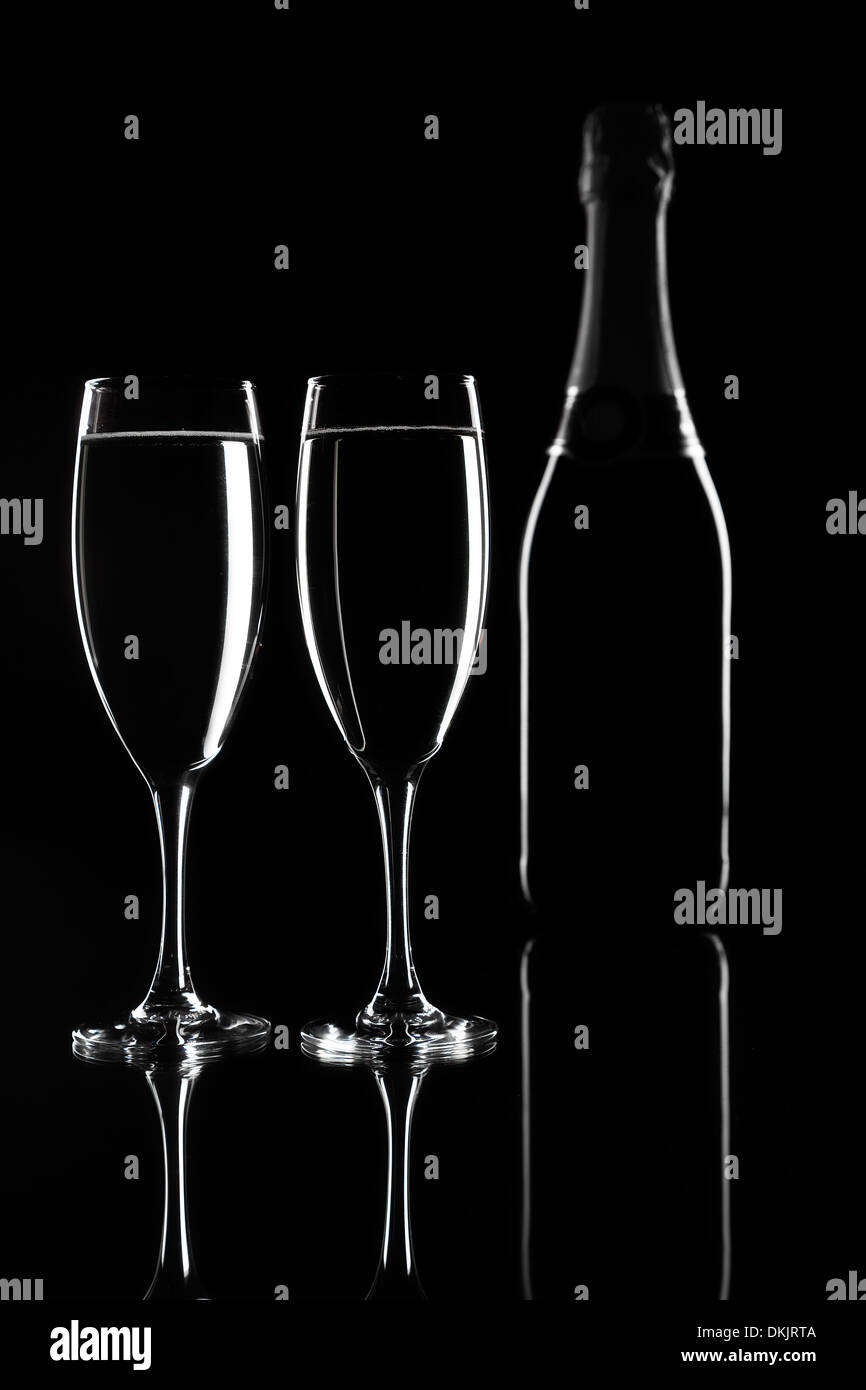 champagne and New Year`s Eve celebration or party concept Stock Photo